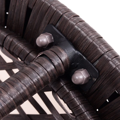 Costway Round Rattan Wicker Coffee Table Glass Top Steel Frame Patio Furni W/Lower Shelf 9 Costway Round Rattan Wicker Coffee Table Glass Top Steel Frame Patio Furni W/Lower Shelf - Image 7