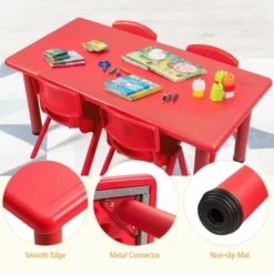 Costway Kids Plastic Rectangular Learn And Play Table Playroom Kindergarten Home Red -Costway GUEST 675679d4 b25d 4b43 a483 ebccd3cb01ab