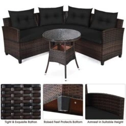 Costway 4PCS Outdoor Patio Rattan Furniture Set Cushioned Sofa Table TurquoiseBlackNavyRed 18 Costway 4PCS Outdoor Patio Rattan Furniture Set Cushioned Sofa Table TurquoiseBlackNavyRed -Costway GUEST 675c4b86 a4fb 4106 a340 b275341550dc