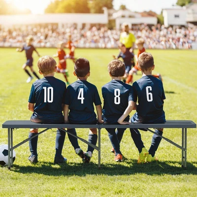 Costway 6 Ft Plastic Folding Bench With 1320 LBS Capacity Handle & Lock For Outdoor Picnic White/Gray 7 Costway 6 Ft Plastic Folding Bench With 1320 LBS Capacity Handle & Lock For Outdoor Picnic White/Gray - Image 5