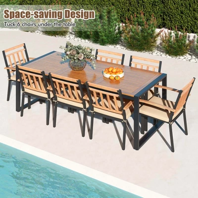 Costway 9 Pieces Patio Dining Set With Soft Cushions And 1.9" Umbrella Hole For Garden 7 Costway 9 Pieces Patio Dining Set With Soft Cushions And 1.9" Umbrella Hole For Garden - Image 5