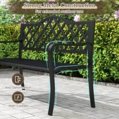 Costway 50.5" Patio Bench Slatted Metal Garden Bench For 2-3 People Park-Style Loveseat 17 Costway 50.5" Patio Bench Slatted Metal Garden Bench For 2-3 People Park-Style Loveseat -Costway GUEST 67c5ec7a 526d 4483 a5df 9f145a9e475a