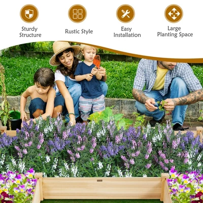 Costway Raised Garden Bed Wooden Garden Box Planter Container U-Shaped Bed 92.5x95x11in 6 Costway Raised Garden Bed Wooden Garden Box Planter Container U-Shaped Bed 92.5x95x11in - Image 4