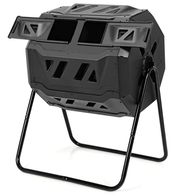 Costway Tumbling Composter 40 Gallon Garden Rotating Compost Bin With Dual Chamber Black/Green 11 Costway Tumbling Composter 40 Gallon Garden Rotating Compost Bin With Dual Chamber Black/Green - Image 9