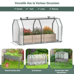 Costway Raised Garden Bed With Dual Zipper Door Greenhouse For Patios And Backyards Grey/Natural -Costway GUEST 67fcfcdb 0c79 49b7 816f 5f91054de9b6