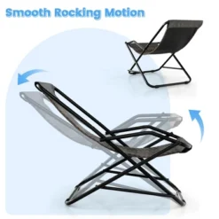Costway Patio Folding Rattan Sling Chair Rocking Lounge Chaise Armrest Garden Portable -Costway GUEST 681ee5c4 e17a 4203 8702 f9c91e946ead