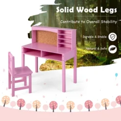 Costway Kids Desk And Chair Set Study Writing Workstation With Hutch & Bulletin Board -Costway GUEST 6826e3d5 bec2 4c56 adb6 459476549fdb