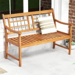 Costway Outdoor Acacia Wood Bench 2-Person Patio Bench With Slatted Seat & Backrest 14 Costway Outdoor Acacia Wood Bench 2-Person Patio Bench With Slatted Seat & Backrest -Costway GUEST 68591937 63ed 4319 b35e 4cf092a46678