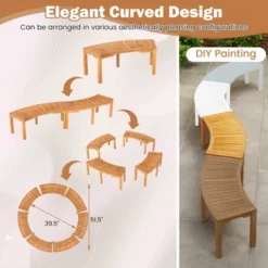 Costway 1/2/4 PCS Outdoor Curved Bench With Slatted Seat Wrap Around Tree Bench 2-Person Seating -Costway GUEST 68735ed7 4000 4b23 b669 c66bc36db4b0