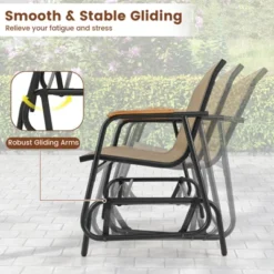 Costway Patio Glider Bench For 2 Swing Gliding Loveseat With Curved Teak Armrests For Porch -Costway GUEST 687e128c 3e96 4c9a afbe 28aab08192d2