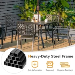 Costway 5PCS Patio Dining Furniture Set Stackable Chairs Armrest Square Table -Costway GUEST 68c73bee 6fd7 4e4b bc9e c43ad1ade949