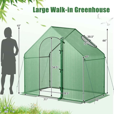 Costway 6 X 3 X 5.5FT Mini Walk-in Greenhouse With PE Cover Rustproof PE-Coated Metal Frame 4 Costway 6 X 3 X 5.5FT Mini Walk-in Greenhouse With PE Cover Rustproof PE-Coated Metal Frame - Image 2