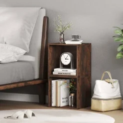 Costway 1/2/4 PCS Cube Storage Organizer Stackable Open Book Shelf For Small Space Storage System Brown/White -Costway GUEST 690445a2 36b7 4e48 b8e4 eba3efb29a3e