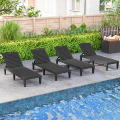 Costway Chaise Lounge Chairs Set Of 2 With 5-Position Adjustable Backrests Easy Assembly Black/White/Brown -Costway GUEST 6943e70a 7478 4985 b5fc 74ffa48249cd