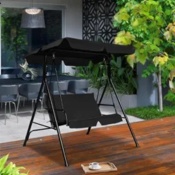 Costway Loveseat Patio Canopy Swing Glider Hammock Cushioned Steel Frame Outdoor Black 10 Costway Loveseat Patio Canopy Swing Glider Hammock Cushioned Steel Frame Outdoor Black -Costway GUEST 69f1be39 1585 488a 8bb7 83aa9b497052