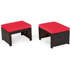 Costway 2PCS Patio Rattan Ottoman Cushioned Seat Foot Rest Furniture TurquoiseRedWhite 22 Costway 2PCS Patio Rattan Ottoman Cushioned Seat Foot Rest Furniture TurquoiseRedWhite -Costway GUEST 6a008e0f d13e 48f5 a96b de7e5e13e5c3