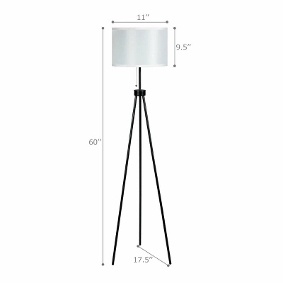 Costway Modern Metal Tripod Floor Lamp White Fabric Shade W/ Chain Switch Home & Office 4 Costway Modern Metal Tripod Floor Lamp White Fabric Shade W/ Chain Switch Home & Office - Image 2