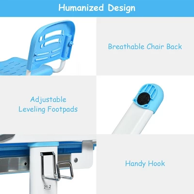 Costway Height Adjustable Kids Desk Chair Set Study Drawing W/Lamp & Bookstand 11 Costway Height Adjustable Kids Desk Chair Set Study Drawing W/Lamp & Bookstand - Image 9