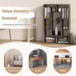 Costway 7-Cube Geometric Bookshelf With Anti-Toppling Device Modern Open Bookcase White/Black/Oak/Rustic Brown/Natural/Grey 18 Costway 7-Cube Geometric Bookshelf With Anti-Toppling Device Modern Open Bookcase White/Black/Oak/Rustic Brown/Natural/Grey -Costway GUEST 6a3244e5 f9fd 46e2 853a 603d2dda6a6c