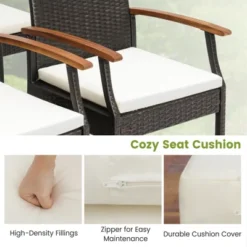 Costway Patio PE Wicker Chairs Acacia Wood Armrests With Soft Zippered Cushion Balcony -Costway GUEST 6a4469f8 5895 4706 8d97 ad157548d425