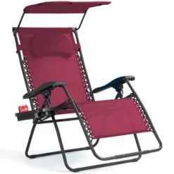 Costway Folding Recliner Zero Gravity Lounge Chair W/ Shade Canopy Cup Holder Wine -Costway GUEST 6a47a360 3c3f 4a8c a7c8 8192829ac9f7