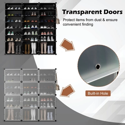 Costway Portable Shoe Rack Organizer 12-Cube 48 Pair Shoe Shelf Storage Cabinet W/Hook 7 Costway Portable Shoe Rack Organizer 12-Cube 48 Pair Shoe Shelf Storage Cabinet W/Hook - Image 5