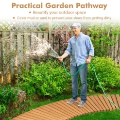Costway 7 FT Wooden Garden Pathway With Anti-slip Surface Metal Wires With Plastic Sheath -Costway GUEST 6a5e3001 b0e9 4042 9ba9 004419d5025a