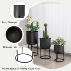 Costway 3 Metal Planter Pot Stand Modern Decorative Flowerpots Set With Drainage Holes 15 Costway 3 Metal Planter Pot Stand Modern Decorative Flowerpots Set With Drainage Holes -Costway GUEST 6a6e4205 a64f 414c bb49 aa061576ad8a