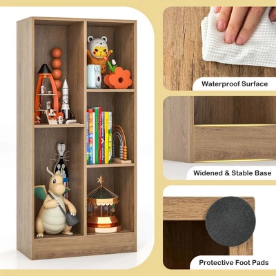 Costway 5-Cube Bookcase For Kids 41" Wooden Toy Storage Organizer For Kid's Room White/Natural 10 Costway 5-Cube Bookcase For Kids 41" Wooden Toy Storage Organizer For Kid's Room White/Natural - Image 8