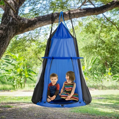 Costway 40'' Kids Hanging Chair Swing Tent Set Hammock Nest Pod Seat 4 Costway 40'' Kids Hanging Chair Swing Tent Set Hammock Nest Pod Seat - Image 2