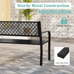 Costway 50" Outdoor Garden Bench With Geometric Lattice Backrest Armrests And Slatted Seat Black/Gray 21 Costway 50" Outdoor Garden Bench With Geometric Lattice Backrest Armrests And Slatted Seat Black/Gray -Costway GUEST 6a9993b5 19e9 44ba b725 a67eaa380aa3