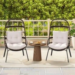 Costway Patio Wicker Rattan Egg Chair With Seat & Back Cushions Metal Indoor Outdoor -Costway GUEST 6af6963b 1c6b 422d 8240 d7dfde5ba643