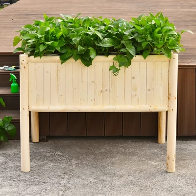 Costway Raised Garden Bed 42''x30''x32'' Elevated Wood Planter Box Stand Patio Yard 5 Costway Raised Garden Bed 42''x30''x32'' Elevated Wood Planter Box Stand Patio Yard - Image 3
