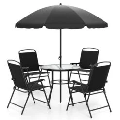 Costway 6 Pieces Patio Dining Set With Umbrella Outdoor Table And Chairs Set For Garden -Costway GUEST 6b4f4557 827e 4ef5 98ba 28669b3dca2e