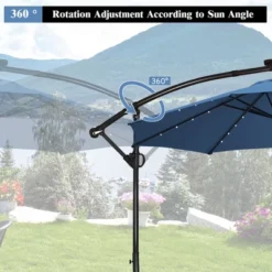 Costway 10FT Patio Offset Umbrella Solar Powered LED 360Degree Rotation Aluminum Blue -Costway GUEST 6b51f0a1 2a05 44a7 8a6e a2df63490d4b