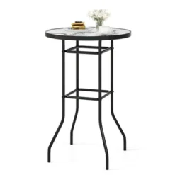 Costway 38'' Patio Round Counter Height Bar Table WithTempered Glass Tabletop Poolside -Costway GUEST 6b78595c b7a5 4205 8e9e ee275451fe05