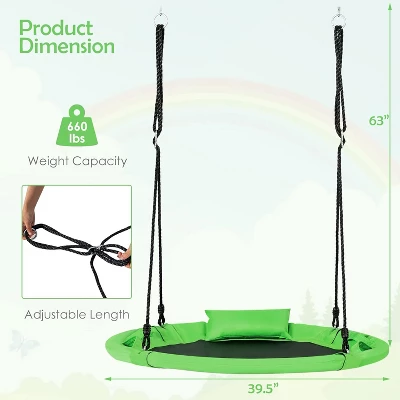 Costway 660 Lbs Saucer Tree Swing 40 Inch Kids Toddler Swing Set With Adjustable Ropes 8 Costway 660 Lbs Saucer Tree Swing 40 Inch Kids Toddler Swing Set With Adjustable Ropes - Image 6