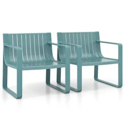 Costway Patio Chairs Set Of 2/4 Weather-resistant Plastic Outdoor Armchairs Blue -Costway GUEST 6c649930 ffc5 4144 9f81 c67d524d43e6