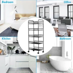 Costway 5 Tier Mesh Rolling File Utility Cart Storage Basket Home Office Kitchen Black -Costway GUEST 6c67217f b163 4f7a 950a 46a56ed546f4