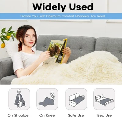 Costway Double Sided Bed Throw Blanket Fluffy Cozy Reversible Blanket Machine Washable Warm Luxury Blankets Bedroom Living Room 6 Costway Double Sided Bed Throw Blanket Fluffy Cozy Reversible Blanket Machine Washable Warm Luxury Blankets Bedroom Living Room - Image 4