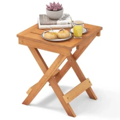 Costway 14" Compact Folding Side Table With Slatted Tabletop Stable Triangular Structure -Costway GUEST 6cba750d 5086 4538 9d2c 0de3a01feb1e