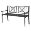 Costway Patio Garden Bench Steel Frame Park Yard Outdoor Furniture Porch Chair Black