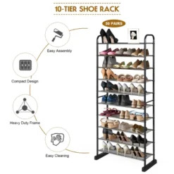 Costway 10-Tier Shoe Rack Space-saving Shoe Organizer W/Metal Frame Shoe Tower 16 Costway 10-Tier Shoe Rack Space-saving Shoe Organizer W/Metal Frame Shoe Tower -Costway GUEST 6e329b80 23b1 4d39 9e9a 458ac53119c4