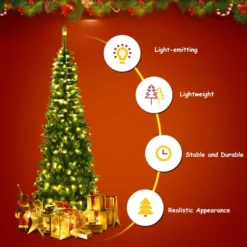 Costway 7.5ft Pre-Lit Hinged Pencil Christmas Tree 350 White Lights -Costway GUEST 6e5d0943 d034 442c 9d68 de24b417a032