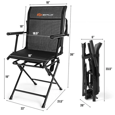 Costway Swivel Hunting Chair Foldable Mesh Chair W/ Armrests For Outdoor Activities 11 Costway Swivel Hunting Chair Foldable Mesh Chair W/ Armrests For Outdoor Activities - Image 9