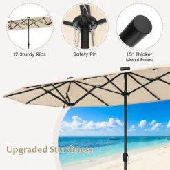 Costway 13FT Double-sided Patio Umbrella With Solar Lights Crank Handle Umbrella Base Beige/Tan/Gray/Wine/Navy/Orange 26 Costway 13FT Double-sided Patio Umbrella With Solar Lights Crank Handle Umbrella Base Beige/Tan/Gray/Wine/Navy/Orange -Costway GUEST 6ebdc21c 1581 4991 9362 6e5f518ac1e2