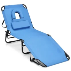 Costway 5-Position Adjustable Backrest Beach Chaise Lounge Chair With Face Hole Pillows -Costway GUEST 6ecdf146 3df9 482b b9e0 da4efb453bcd
