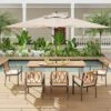 Costway 86.5-Inch Outdoor Dining Table With Acacia Wood Tabletop & Metal Legs Umbrella Hole -Costway GUEST 6f166537 cd6e 4309 8d54 1a5808f5a173