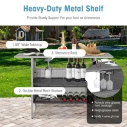 Costway Patio Rattan Wicker Bar Height Counter Table Storage Shelf Rail Garden Mix Gray -Costway GUEST 6f327ef9 20fd 44cc b574 65fcc0d7e658