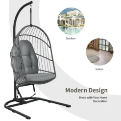Costway Hanging Wicker Egg Chair W/ Stand Cushion Foldable Outdoor Indoor 20 Costway Hanging Wicker Egg Chair W/ Stand Cushion Foldable Outdoor Indoor -Costway GUEST 6f3a1285 747c 48df ba47 4073dd79c08e